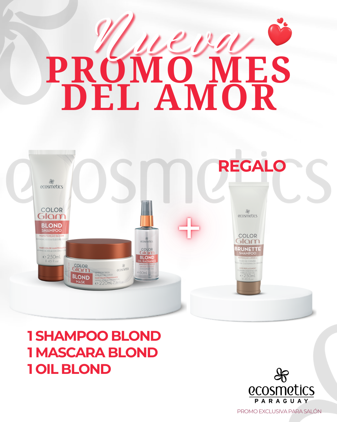 1 SHAMPOO BLOND  1 MASCARA BLOND 1 OIL BLOND Regalo: 1 shampoo BRUNETTE