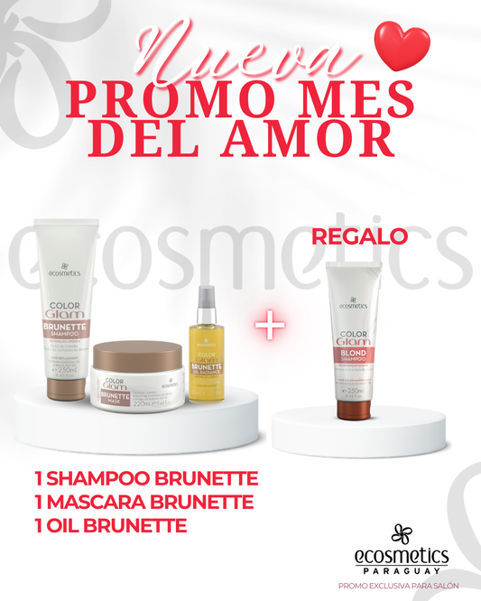 1 SHAMPOO BRUNETTE 1 MASCARA BRUNETTE 1 OIL BRUNETTE  Regalo: 1 shampoo BLOND