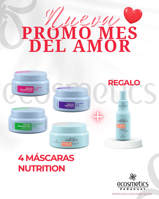 4 MÁSCARAS NUTRITION  Regalo: 1 shampoo NUTRITION